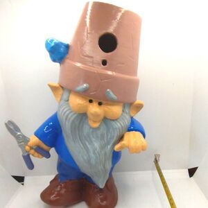 Hand Crafted Garden Gnome Bird 10 inch Hand Painted Vintage Ceramic